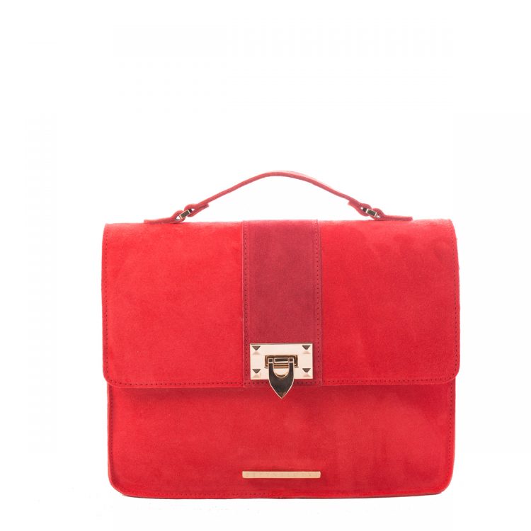 RED SUEDE SHOULDER BAG