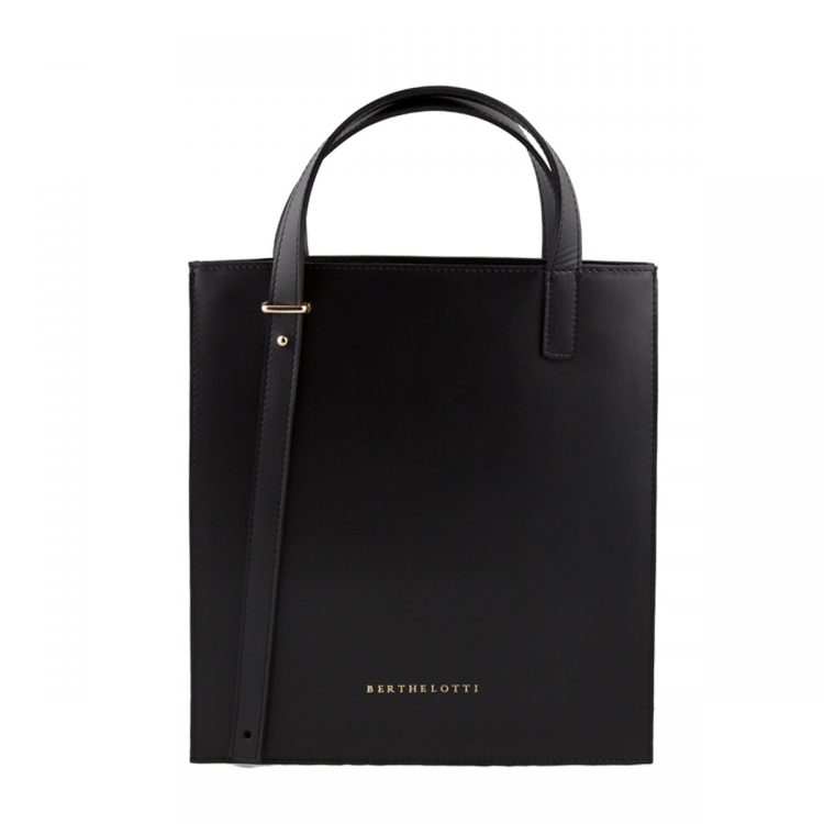 kierra tote leather bag-berthelotti-woman-black leather-1