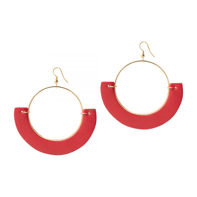 OLIVIA LEATHER RED EARRING BERTHELOTTI