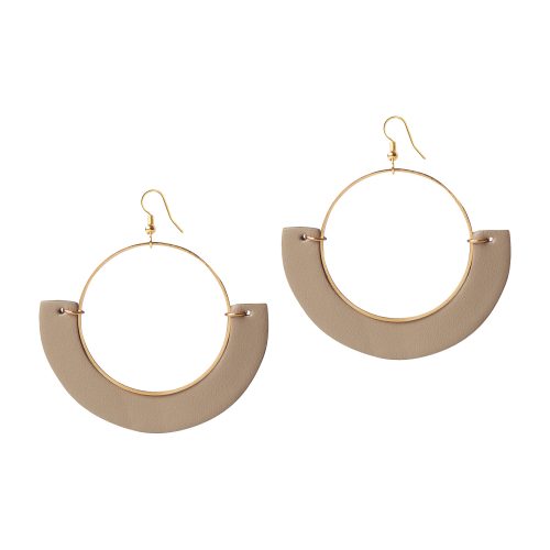 OLIVIA LEATHER OLIVE-BEIGE EARRING BERTHELOTTI