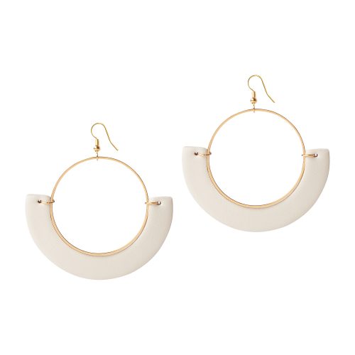 OLIVIA LEATHER OFF-WHITE EARRING BERTHELOTTI