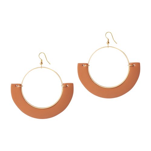 OLIVIA LEATHER TAN EARRING BERTHELOTTI