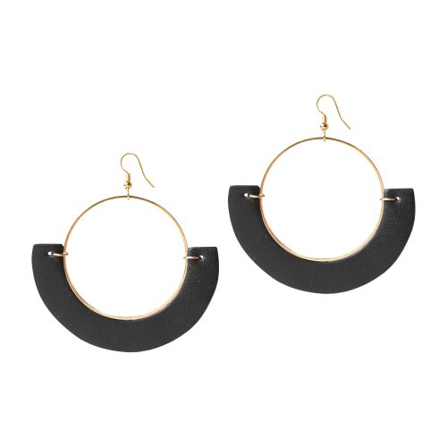 OLIVIA LEATHER BLACK EARRING BERTHELOTTI