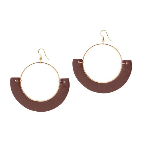 OLIVIA LEATHER Rich chocolate EARRING BERTHELOTTI