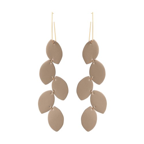 LEA LEATHER OLIVE-BEIGE EARRING BERTHELOTTI