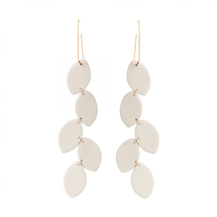 LEA LEATHER OFF-WHITE EARRING BERTHELOTTI