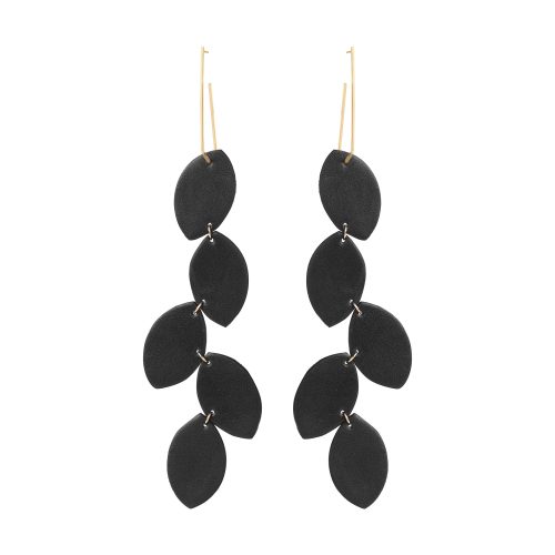 LEA LEATHER BLACK EARRING BERTHELOTTI