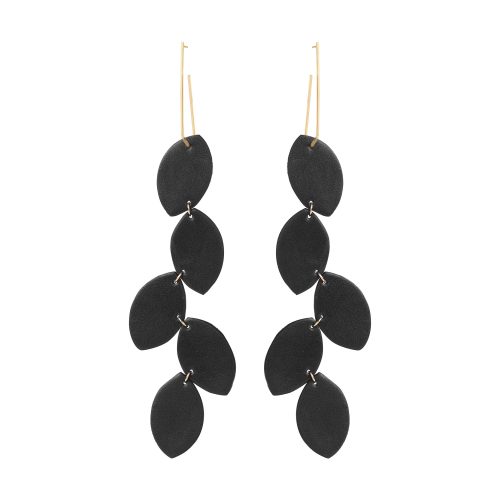 LEA LEATHER BLACK EARRING BERTHELOTTI