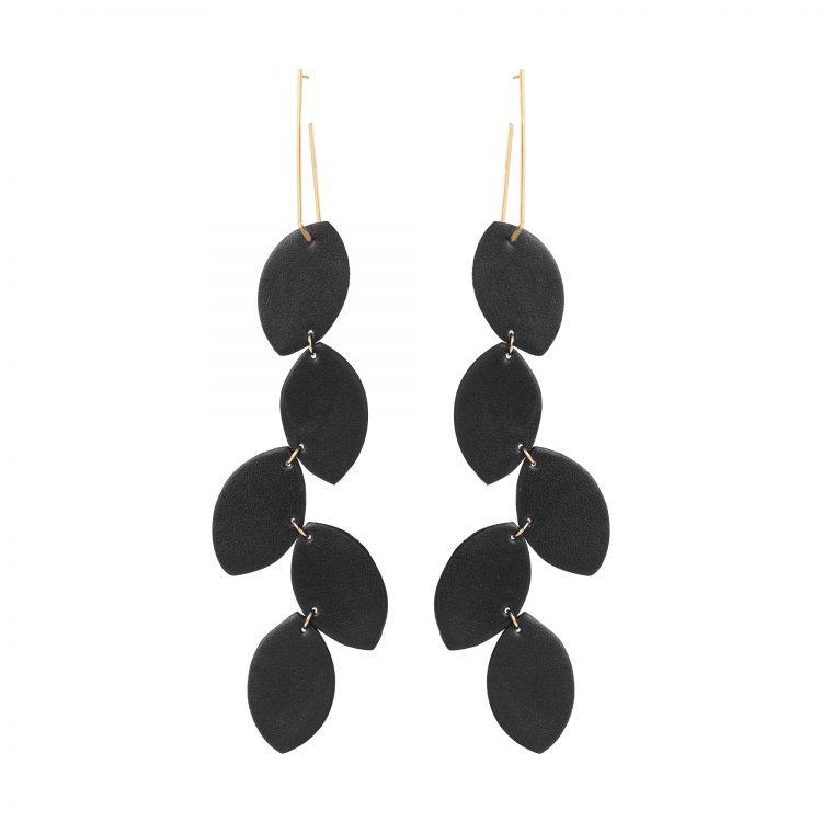 LEA LEATHER BLACK EARRING BERTHELOTTI