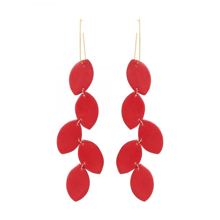 LEA LEATHER RED EARRING BERTHELOTTI