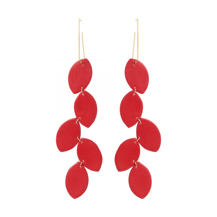 LEA LEATHER RED EARRING BERTHELOTTI