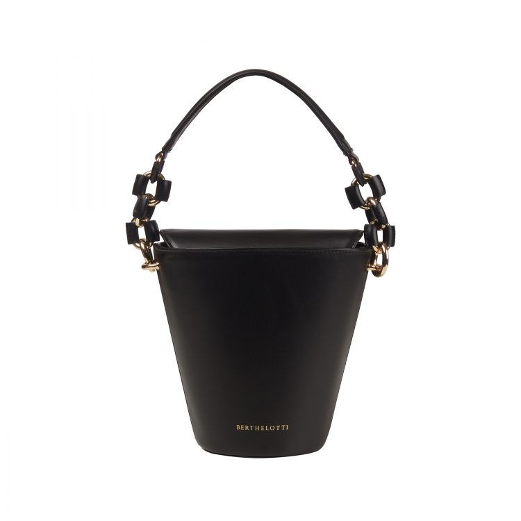 Berthelotti woman fashion tophandle Margot leather black bucket bag