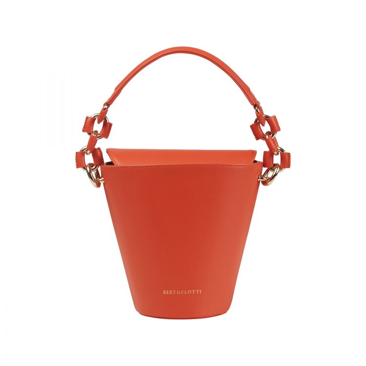 Berthelotti woman fashion tophandle Margot leather Orange bucket bag