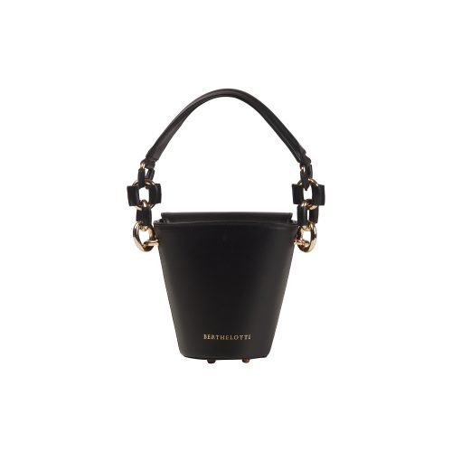 Berthelotti woman fashion tophandle Margot leather black bucket bag