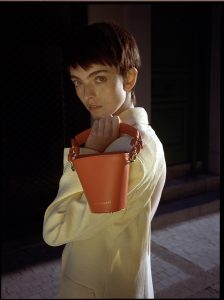 Berthelotti orange small Margot Bucket bag woman style fashion mini leather