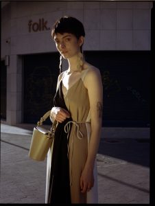 Berthelotti woman fashion tophandle Margot leather pale olive bucket bag