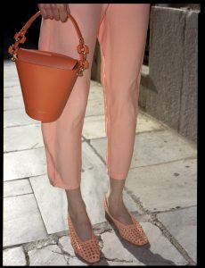 Berthelotti woman fashion tophandle Margot leather Orange bucket bag